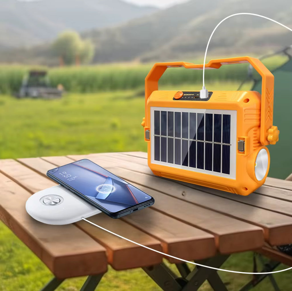 Foco Solar LED + batería portátil Multifuncional – Uso Interior y Exterior