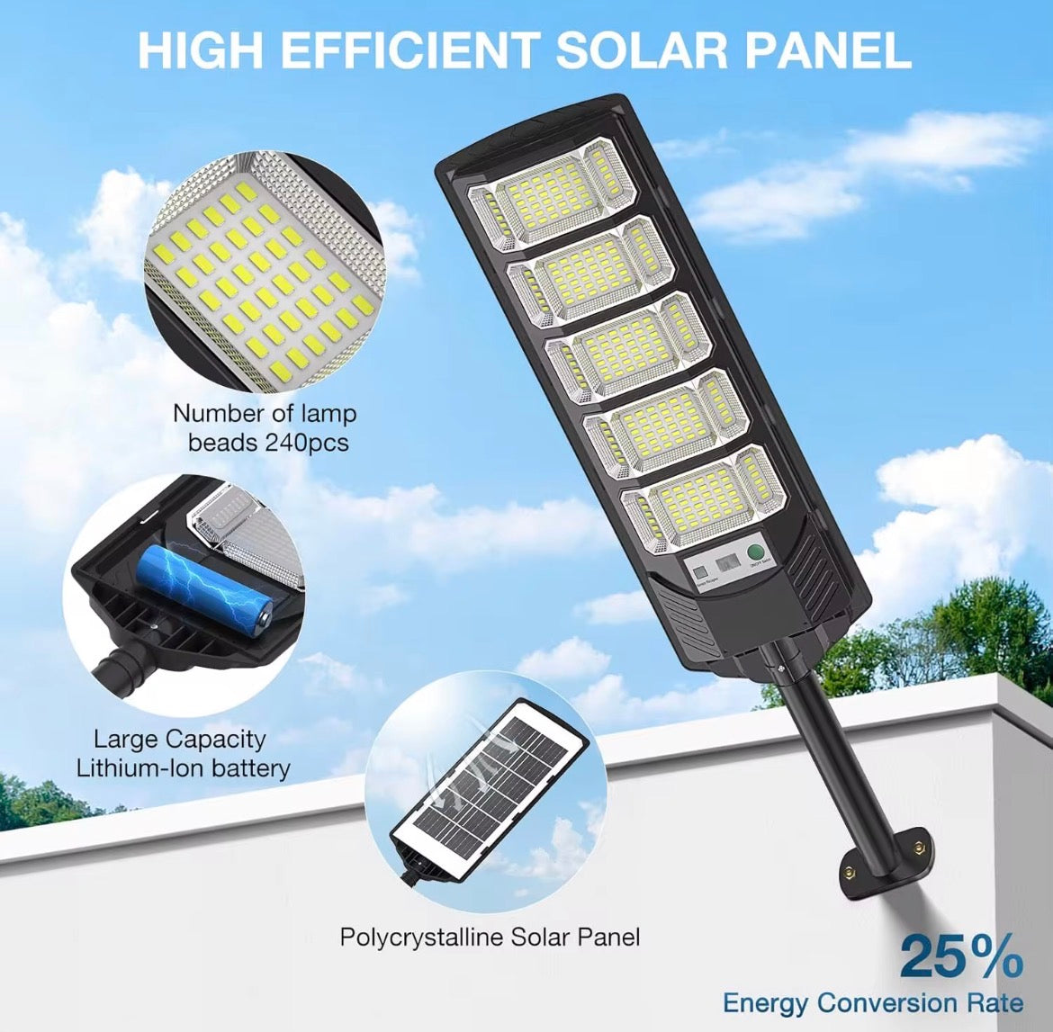 Foco Solar LED 500W - 5,000 lumens