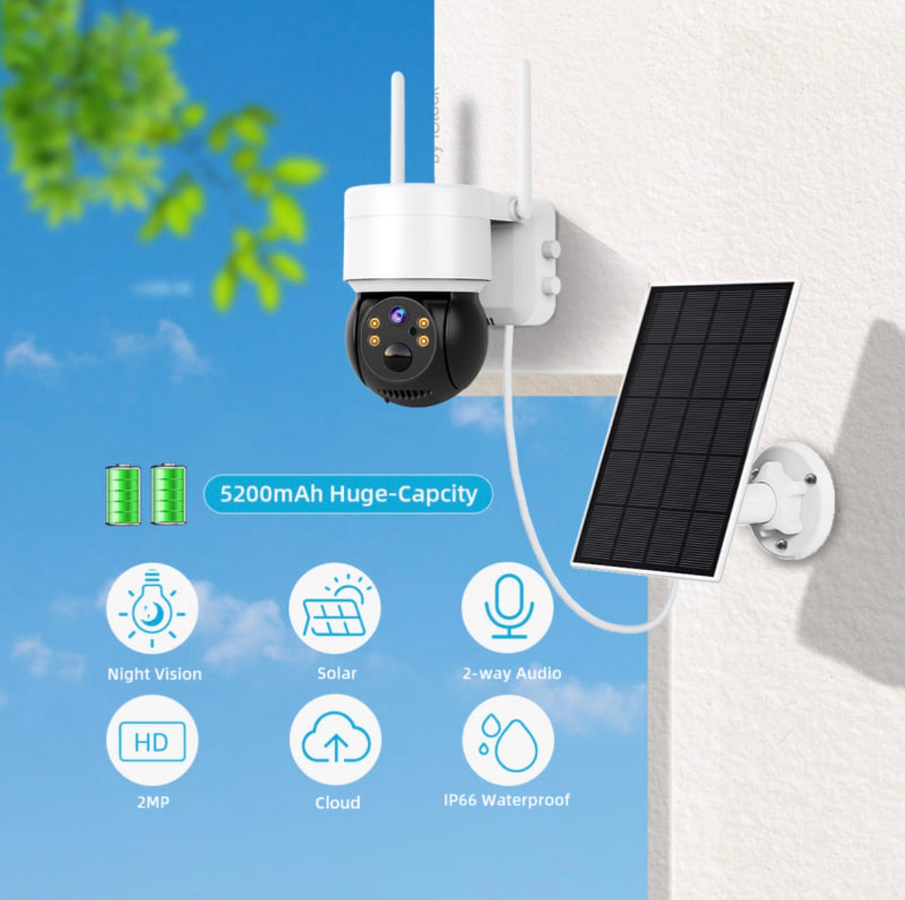 Cámara de Seguridad Solar WiFi 1080P – HD