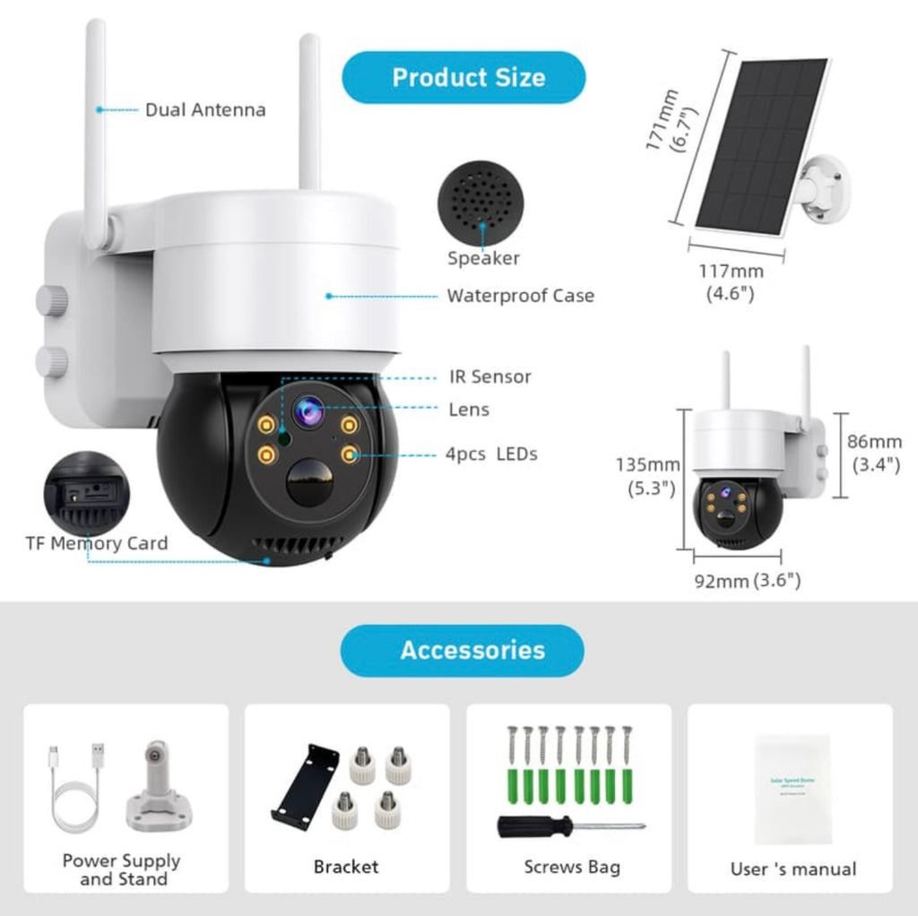 Cámara de Seguridad Solar WiFi 1080P – HD