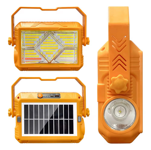 Foco Solar LED + bateria portatil Multifuncional – Uso Interior y Exterior