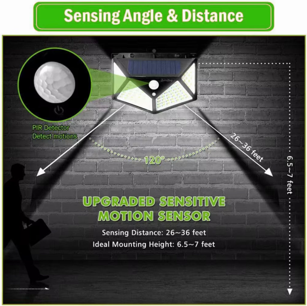 Lámpara Solar de Pared con Sensor de Movimiento – 1,800 lumens, LED Súper Brillante